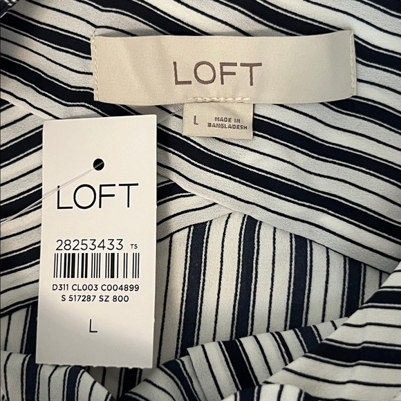 LOFT Striped Crossover Back Yoke Utility Blouse - Picture 11 of 16